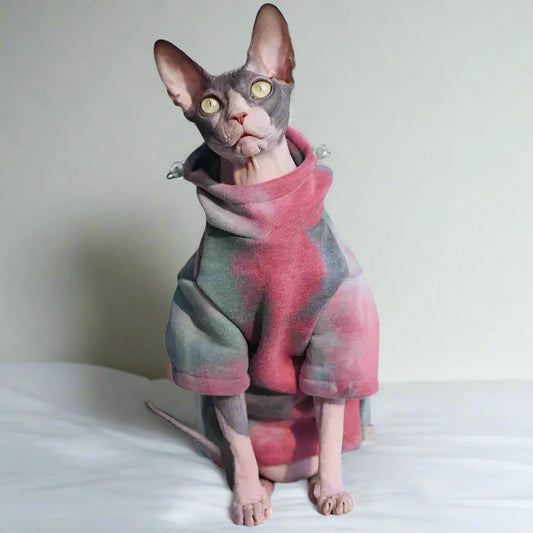 Tie Dye Sphynx Cat Fleece Toggle Hoody