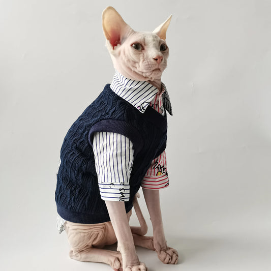 Sphynx Cat School Shirt & Jumper Vest
