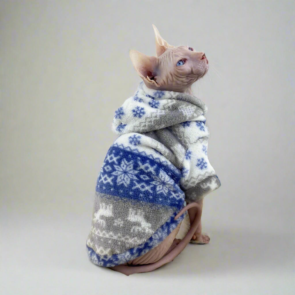 Nordic Hooded Sphynx Cat Fleece Sweaters