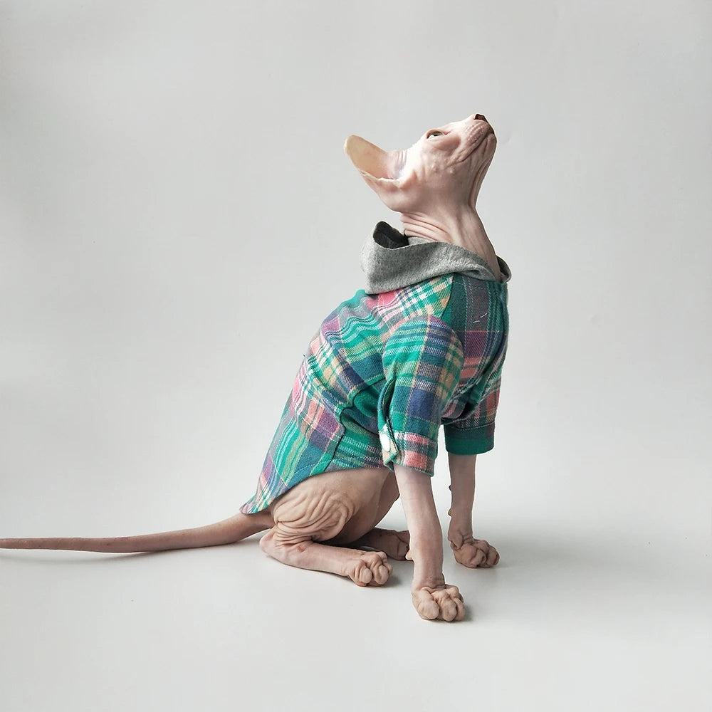 Warm Plaid Sphynx Cat Hoodies
