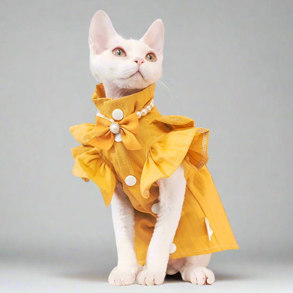 Mustard Yellow Cotton Sphynx Cat Dress