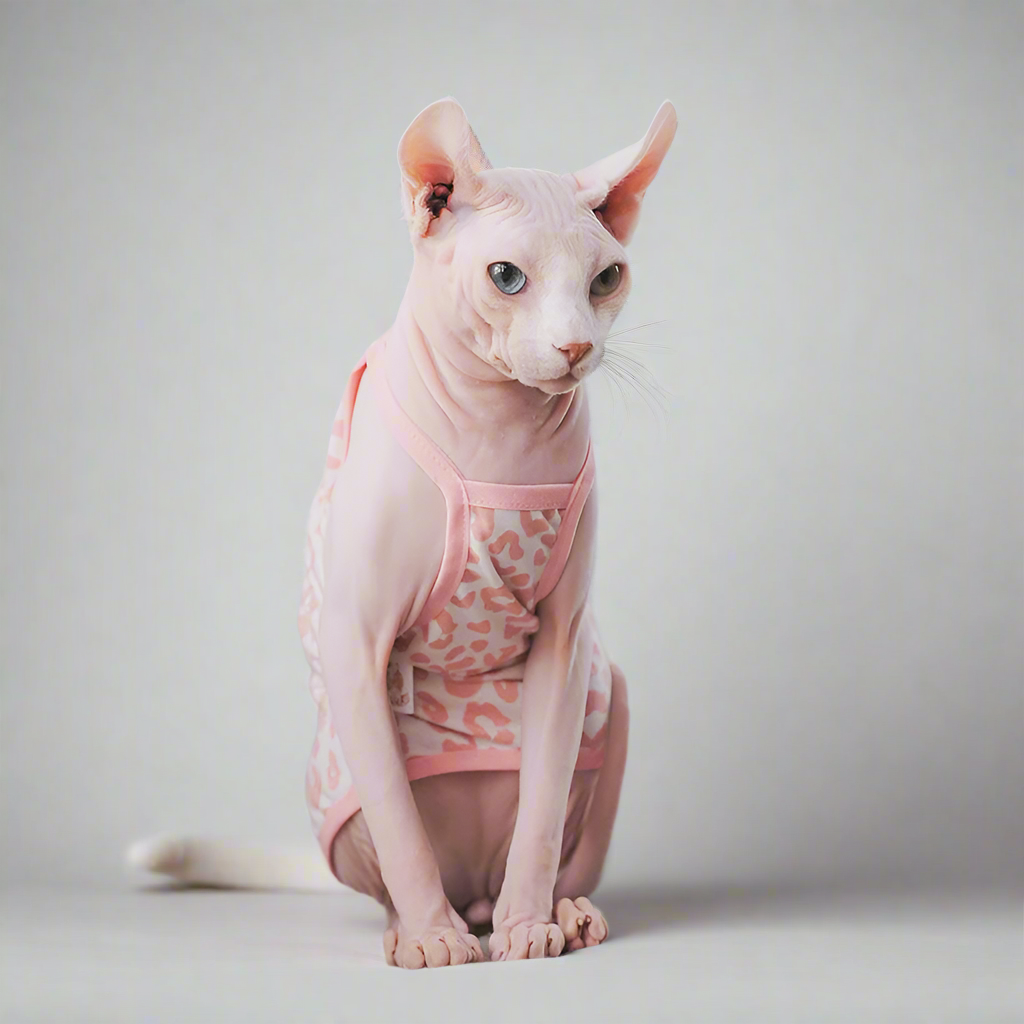 Pink Leopard Print Sphynx Cat Vest