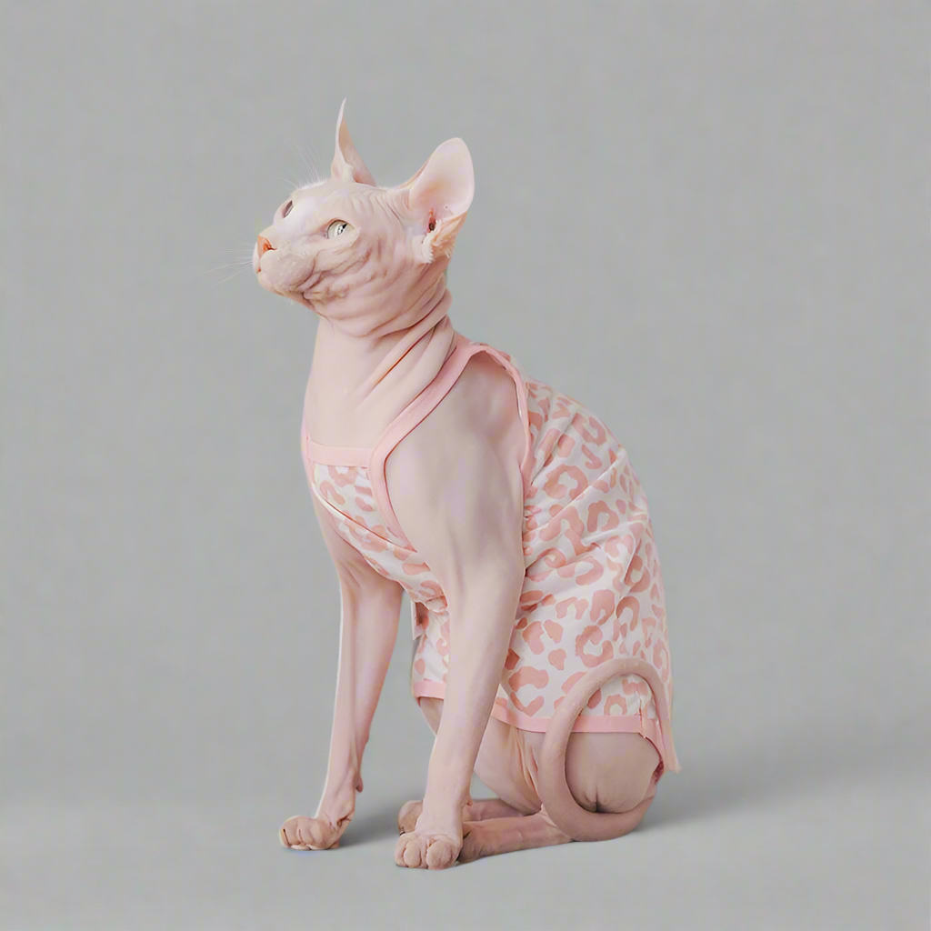 Pink Leopard Print Sphynx Cat Vest