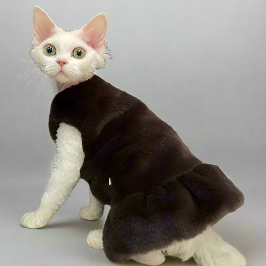 Soft Fleece Sphynx Cat Dress - Brown