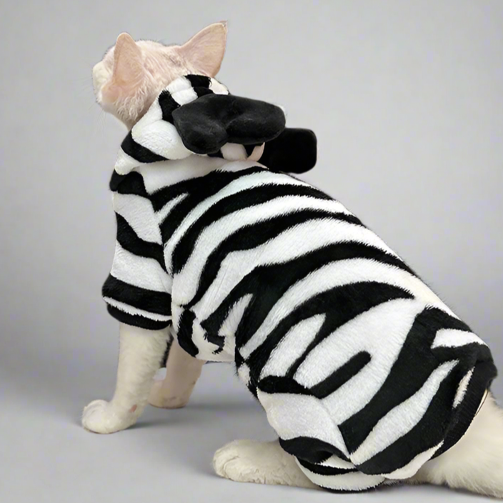 Zebra Print 4-Legged Sphynx Cat Hoody