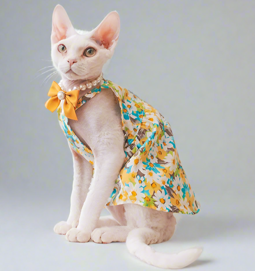 Floral Cotton Sphynx Cat Dress