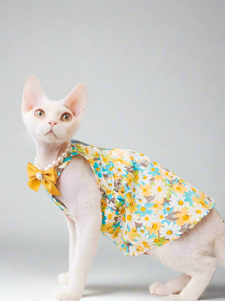 Floral Cotton Sphynx Cat Dress