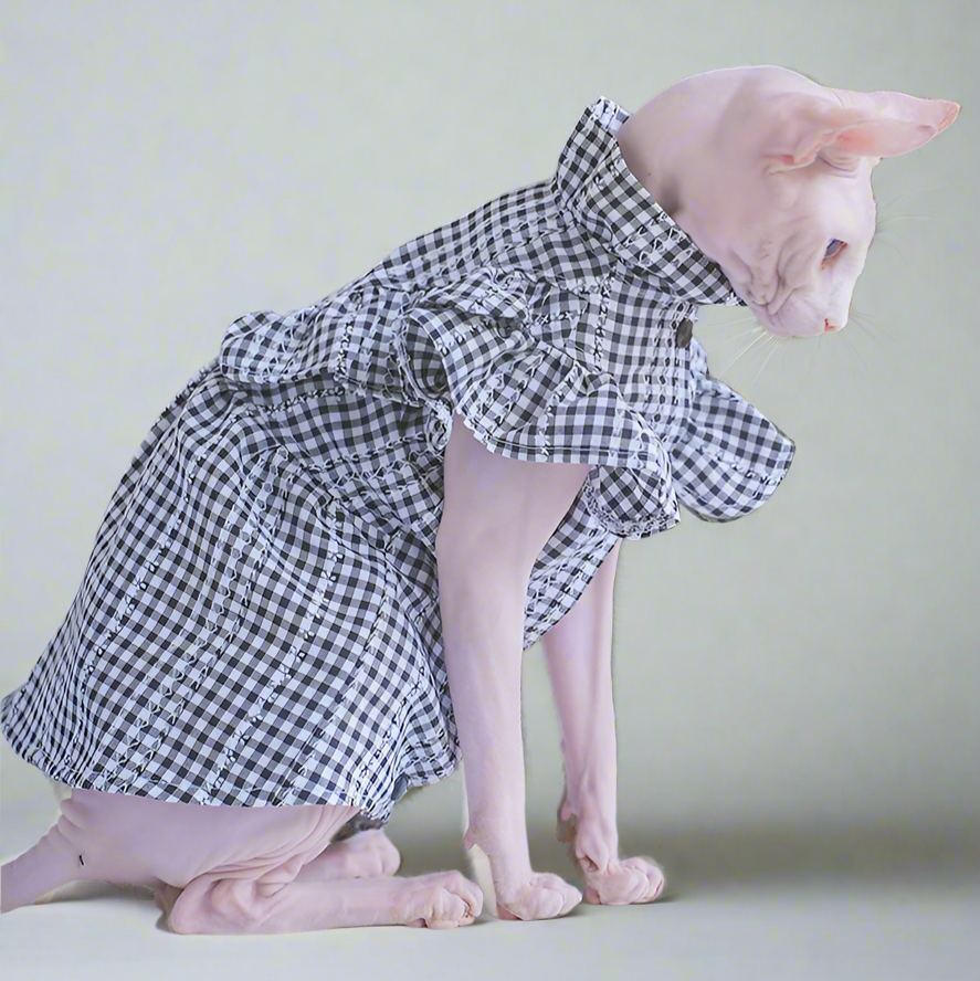 Gingham Sphynx Cat Dress