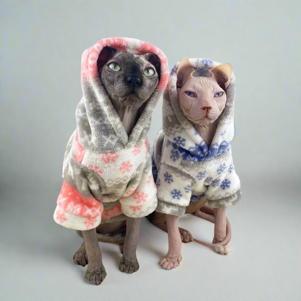 Nordic Hooded Sphynx Cat Fleece Sweaters