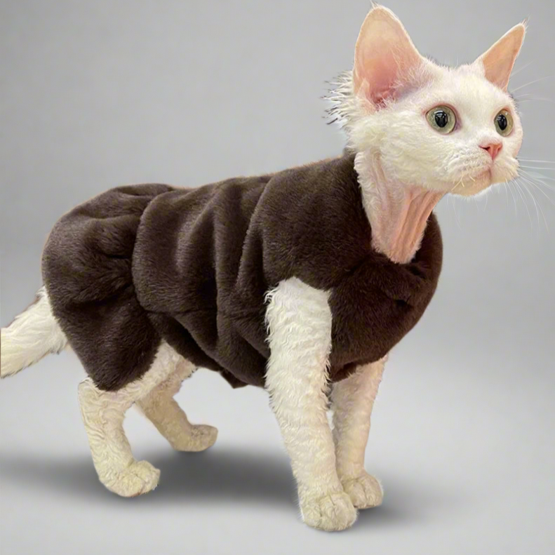 Soft Fleece Sphynx Cat Dress - Brown