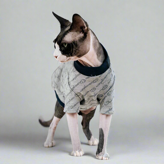 Champion Cotton Sphynx Cat T-Shirt - Grey & Black