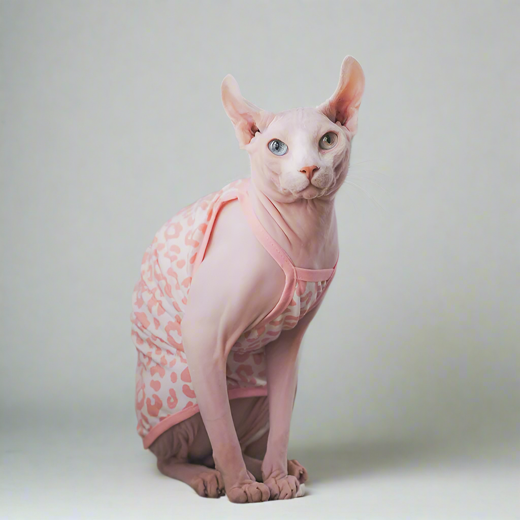 Pink Leopard Print Sphynx Cat Vest