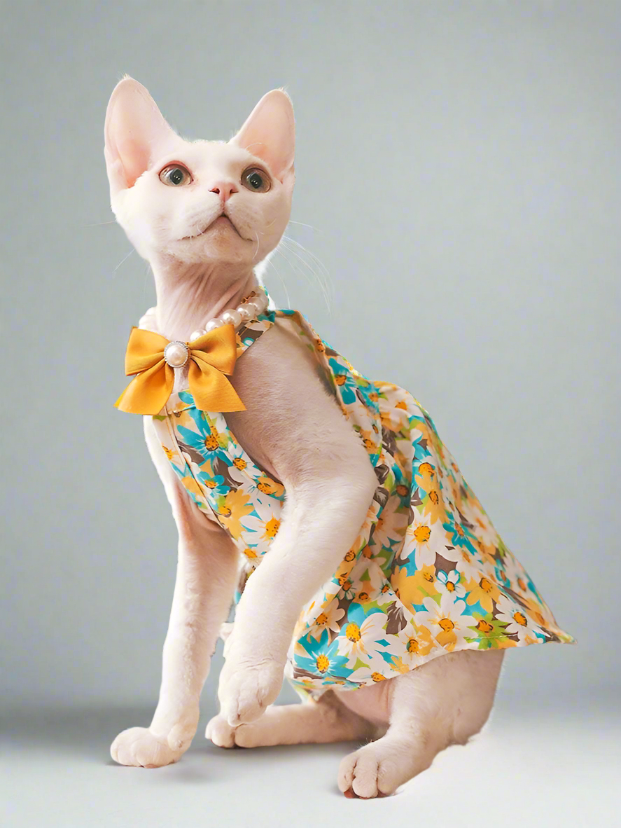 Floral Cotton Sphynx Cat Dress