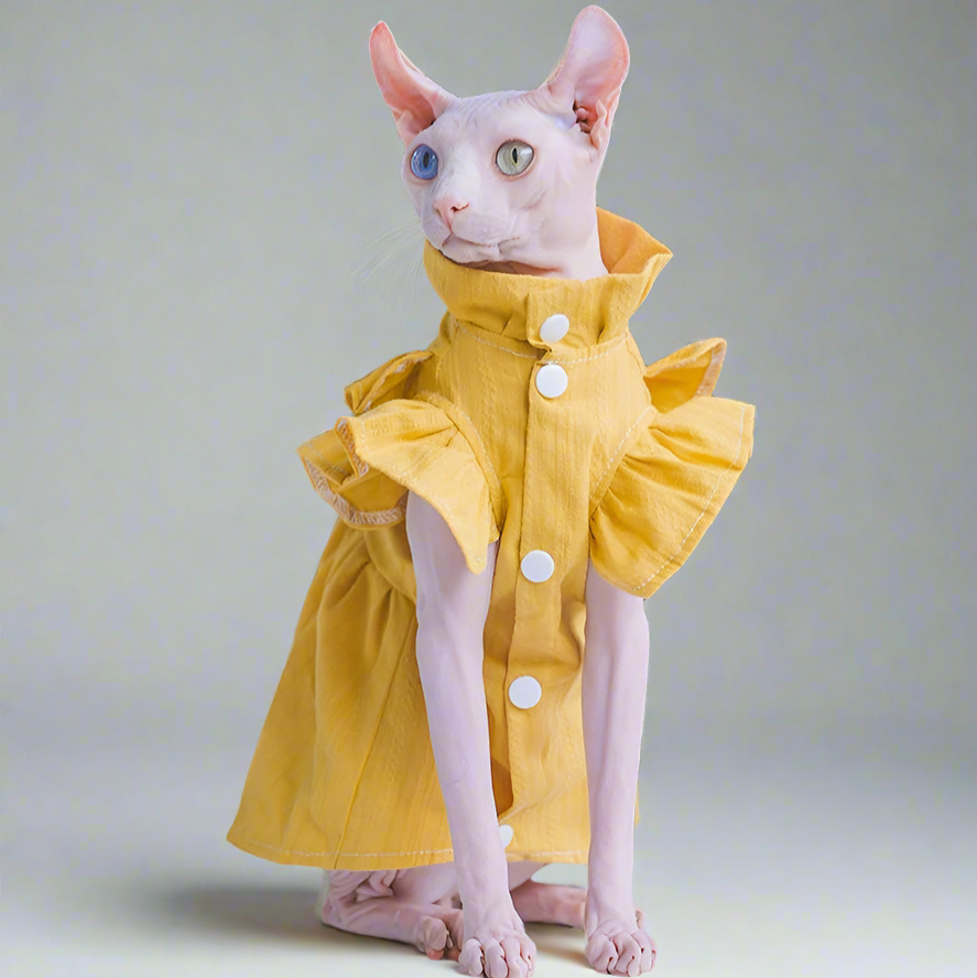 Mustard Yellow Cotton Sphynx Cat Dress