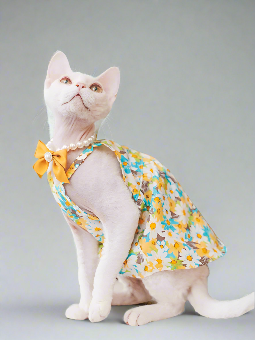 Floral Cotton Sphynx Cat Dress