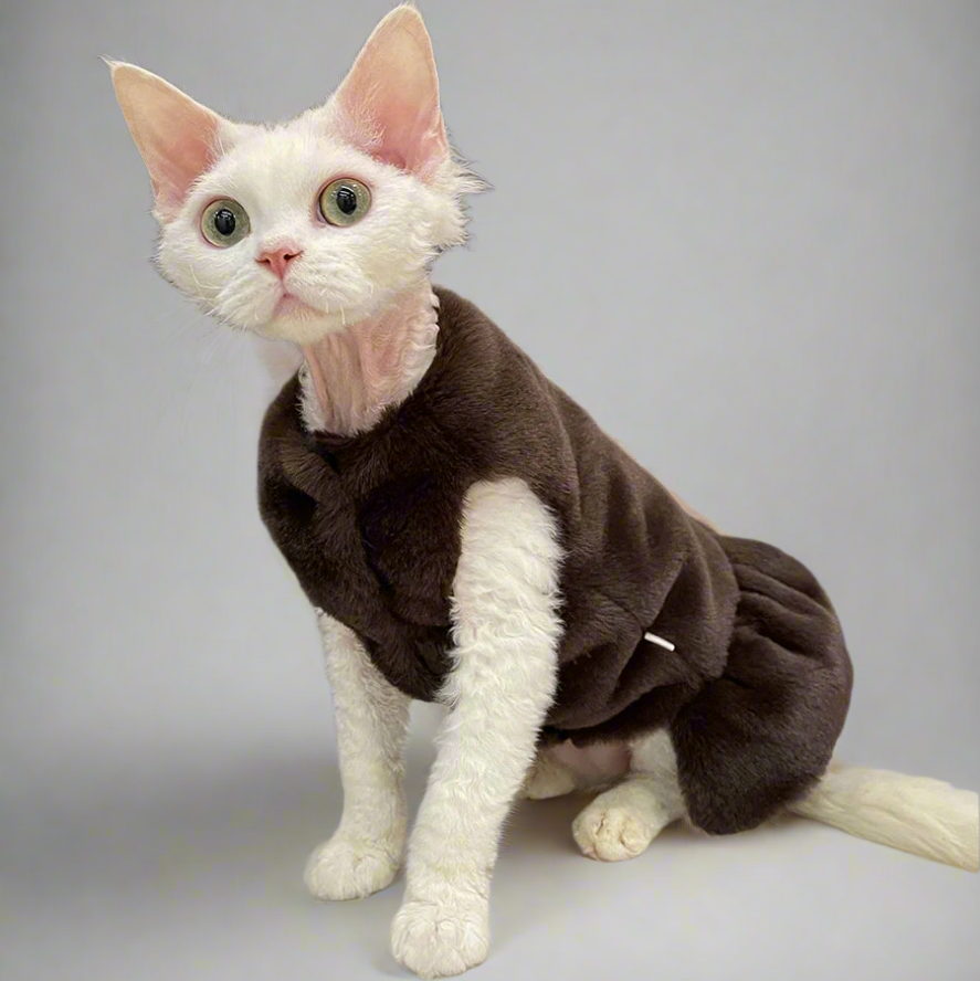 Soft Fleece Sphynx Cat Dress - Brown