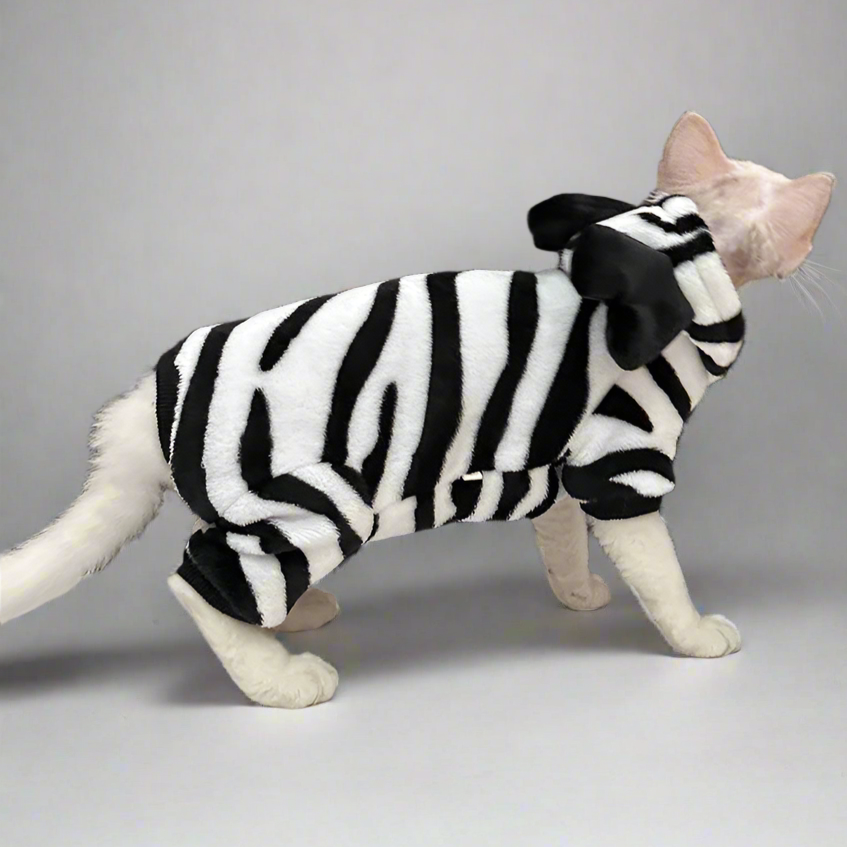 Zebra Print 4-Legged Sphynx Cat Hoody