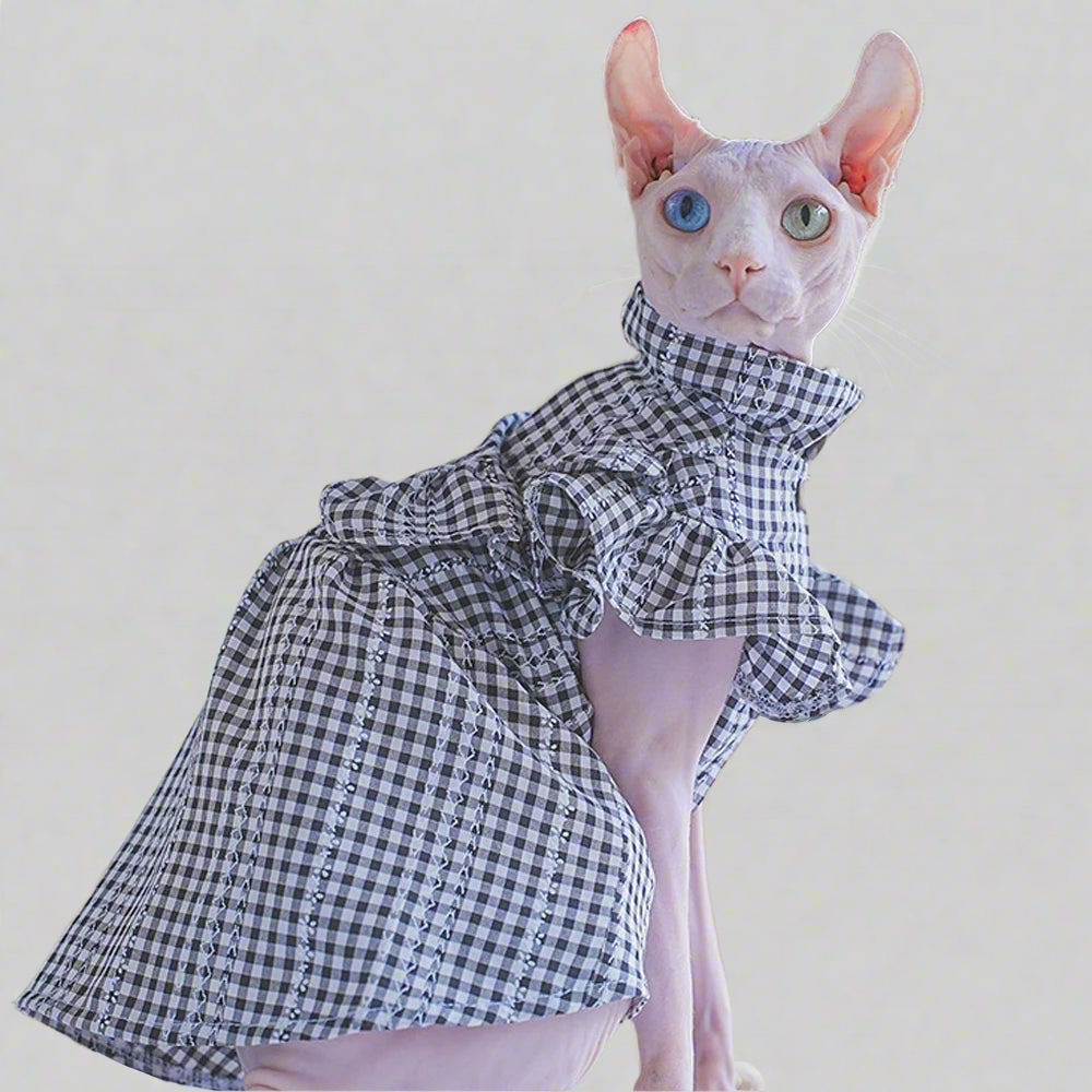 Gingham Sphynx Cat Dress