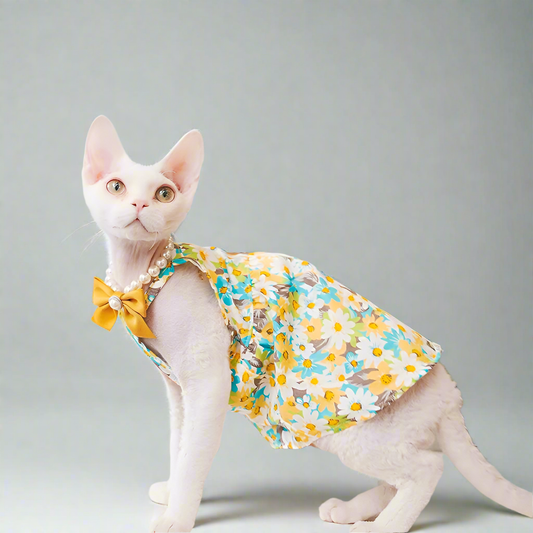 Floral Cotton Sphynx Cat Dress