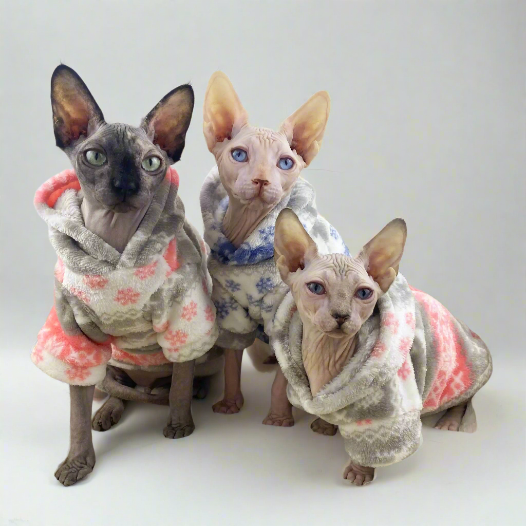 Nordic Hooded Sphynx Cat Fleece Sweaters