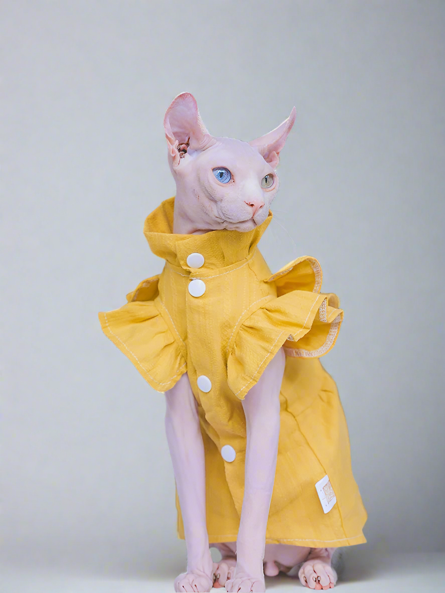 Mustard Yellow Cotton Sphynx Cat Dress