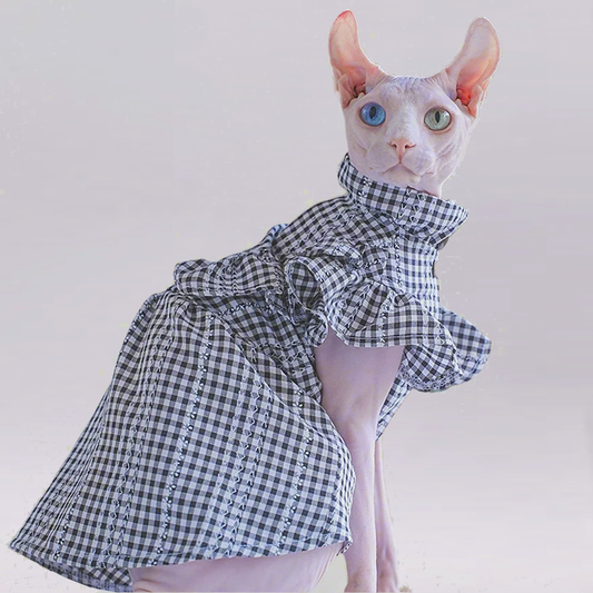 Gingham Sphynx Cat Dress