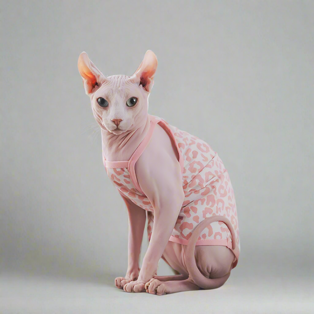 Pink Leopard Print Sphynx Cat Vest