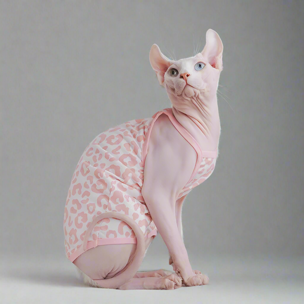 Pink Leopard Print Sphynx Cat Vest