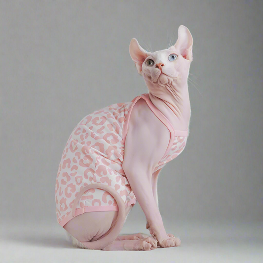 Pink Leopard Print Sphynx Cat Vest