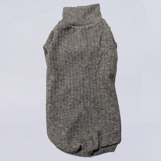 Ribbed Knit Sphynx Cat Sweater - Grey
