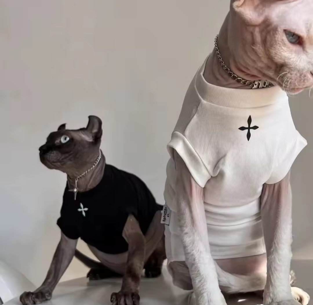 SALE Cross Sphynx Cat T-shirt Black - M