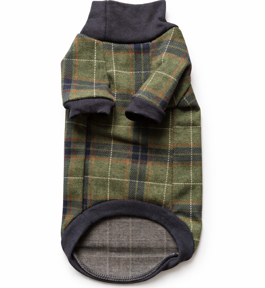 Green Highland Tartan Cat T-shirts