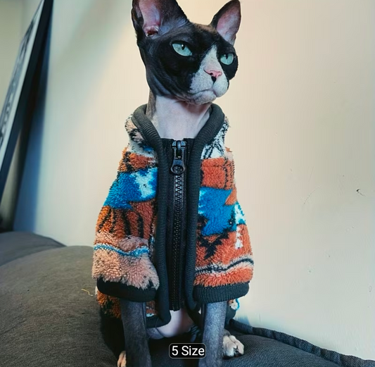 The Noble Sphynx Cat Zip-up Fleece Jacket