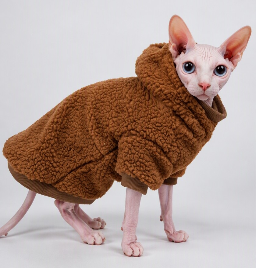 SALE Thick Brown Sphynx Cat Hoody XL