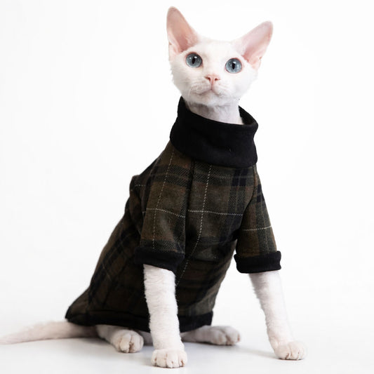 Green Highland Tartan Cat T-shirts