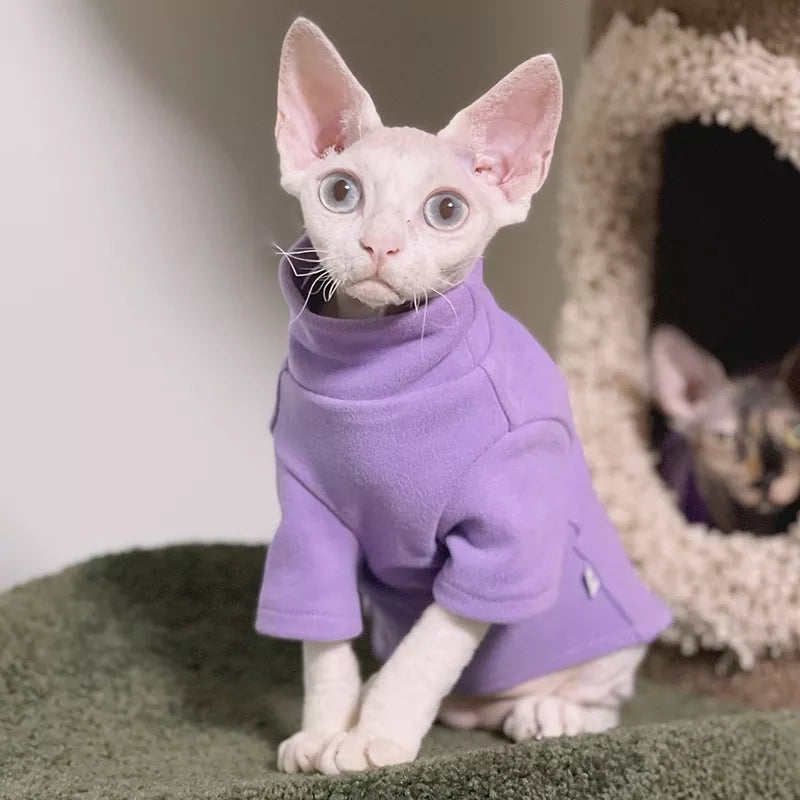 Sphynx Cat Fleece Sweater - Lilac Cat Jumpers | Clothes for Cats