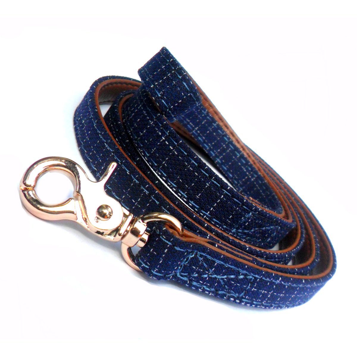 Dog Leads Blue Denim Fabric Dog Leads - Prince & Princess Designer Petwear 