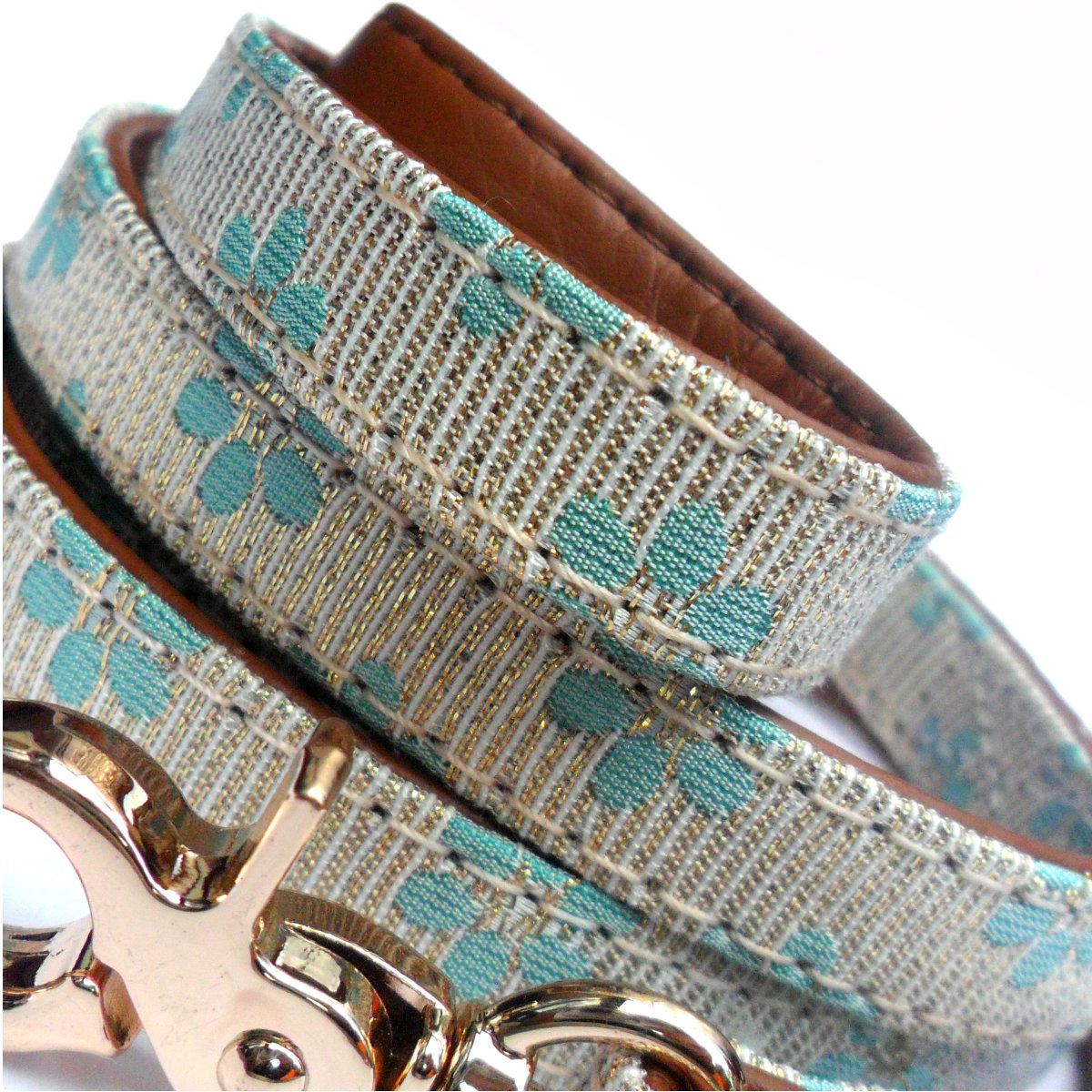 Dog Leads Flower Fabric Dog Leads - Blue - Prince & Princess Designer Petwear 