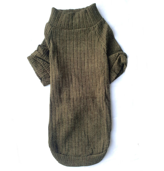 Sphynx Cat Ribbed Thin Stretch Knit - Green Cat Jumpers | Clothes for Cats