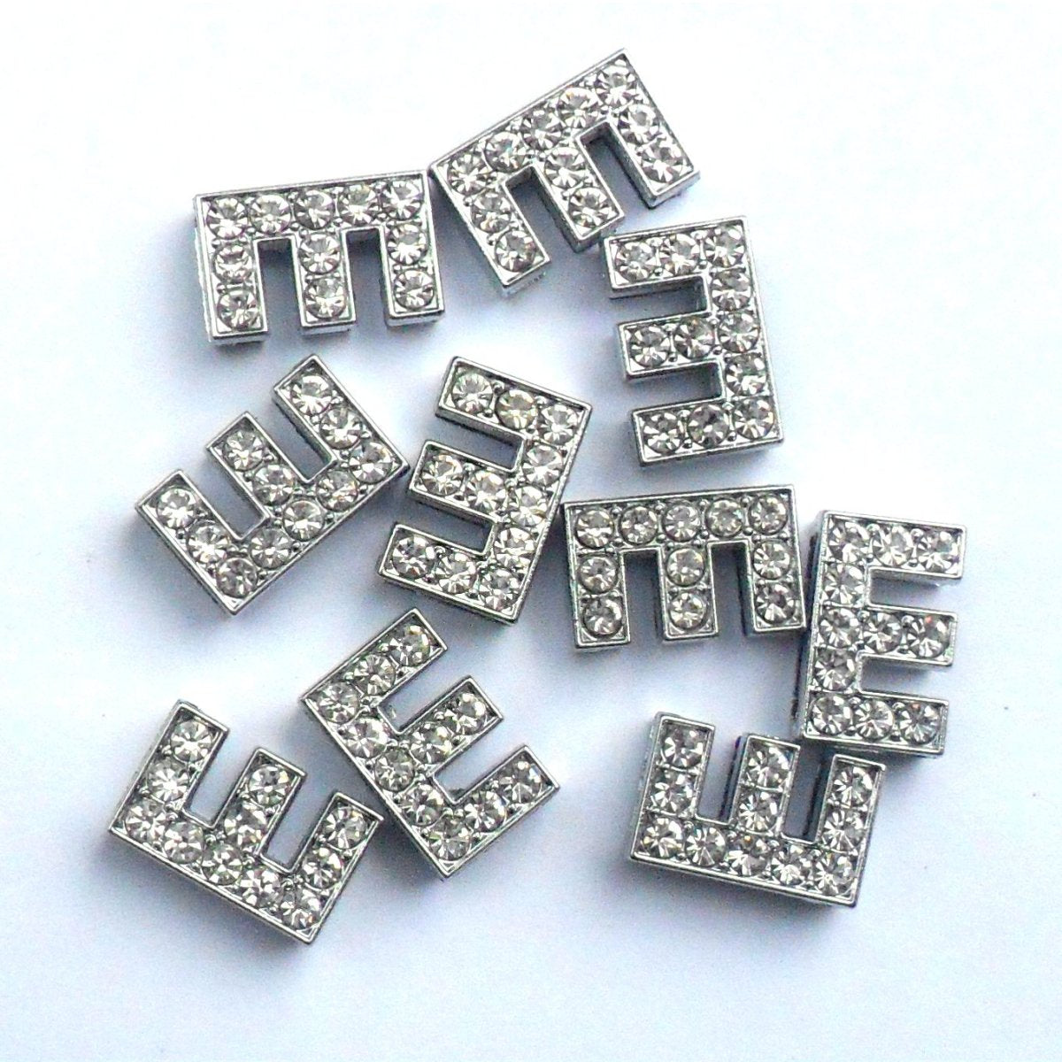 Silver Crystal Slider Letters - 10mm Cat Charms | Clothes for Cats