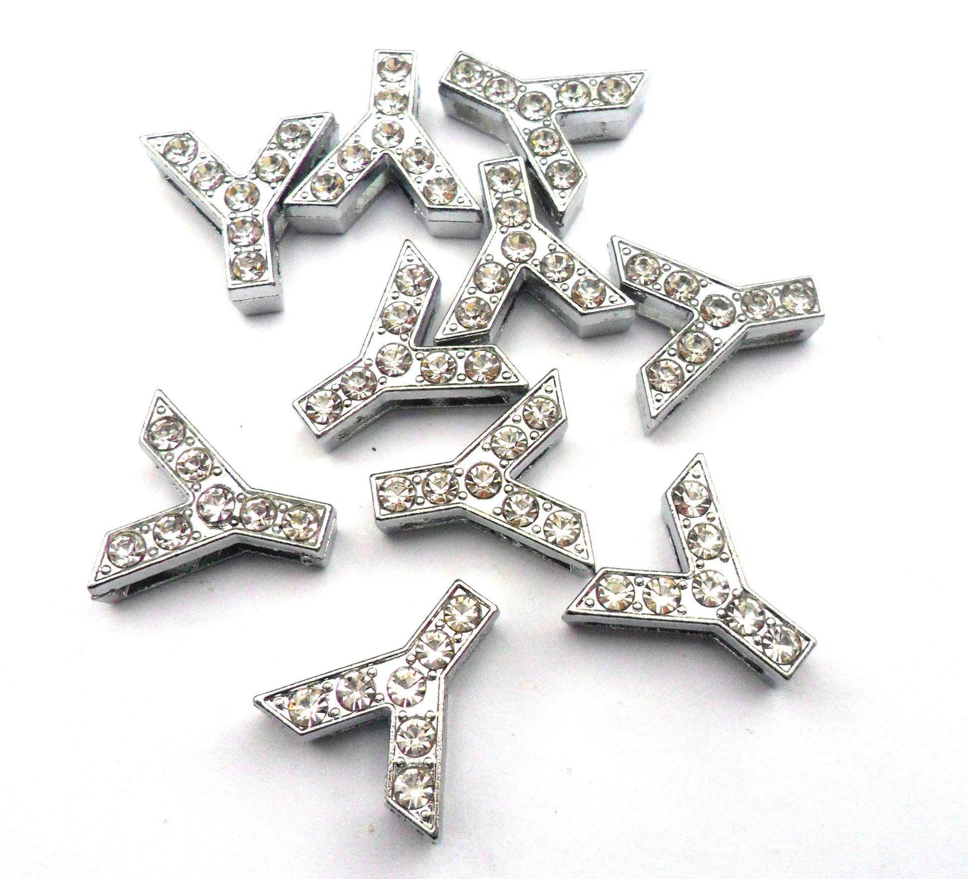Silver Crystal Slider Letters - 10mm Cat Charms | Clothes for Cats